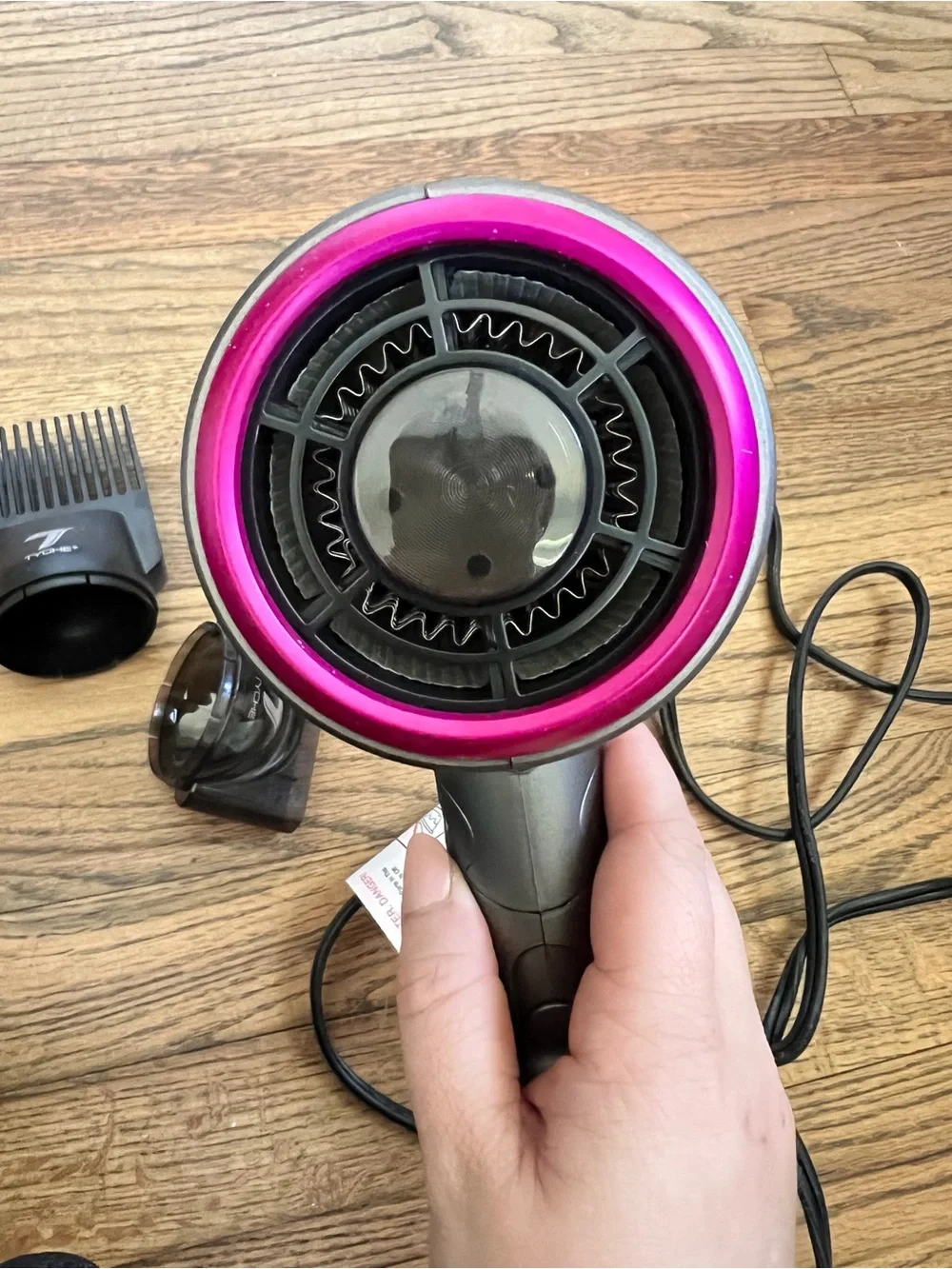 TYCLE CHIC Compact Hair Dryer in Metallic Gray with Pink Accent - Picture 4 of 4